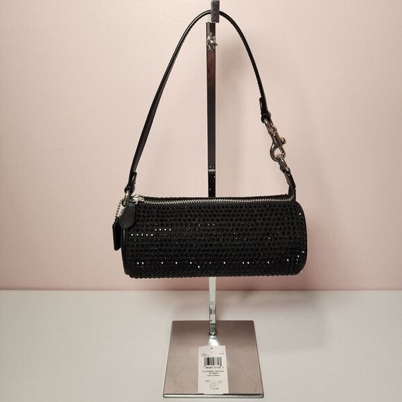 NWT COACH CX208 Nolita Barrel Crystal Bag Black Crystal Fabric - Picture 1 of 5